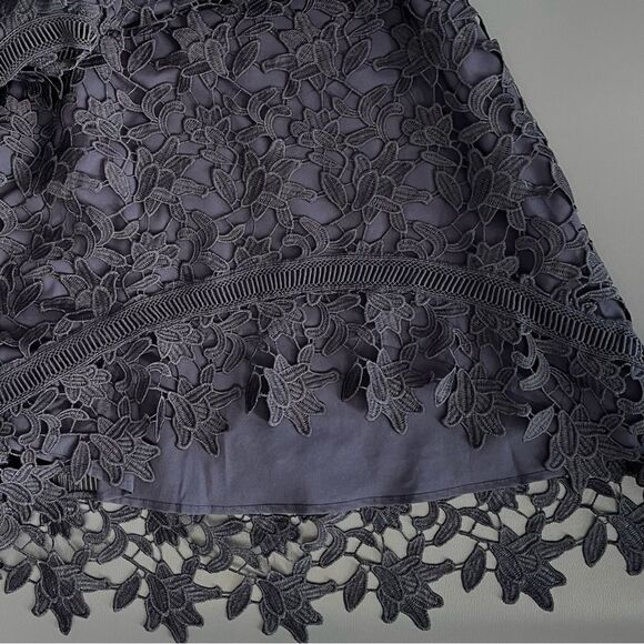 Eliza J Lace Asymmetric Cocktail Dress Navy Size 6 - Picture 9 of 12